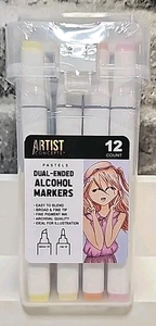 Marcadores de alcohol de doble extremo Artist Concepts colores pastel (12 unidades) anchos/finos - Imagen 1 de 4