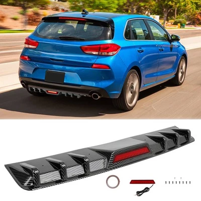 Difusor de parachoques trasero para Hyundai Elantra GT labio divisor con luz trasera LED carbono Foto 1 de 4
