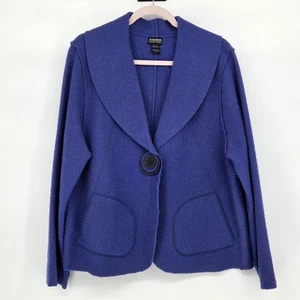 NTCO Nomadic Traders Women's Large Wool 1 Button Front Jacket Spread Collar Blue - Picture 1 of 4