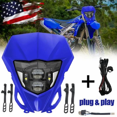 For Yamaha WR450F WR250F TTR XT LED Headlight+Wiring Harness Handlebar Switch - Image 1 of 4