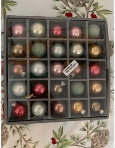 West Elm Pottery Barn Pure Glass Mini Ball Ornament Box Set, Set of 25 NEW - Picture 1 of 1