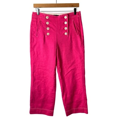 J.Crew Sailor Pants Womens 6 Linen Fuchsia Pink Retro Preppy Pin-Up Ankle Retro - Image 1 of 4
