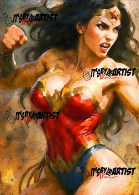 Selo de autenticidade ACEO ATC Sketch - Angry Wonder Woman - 1/1 - Imagem 1 de 4