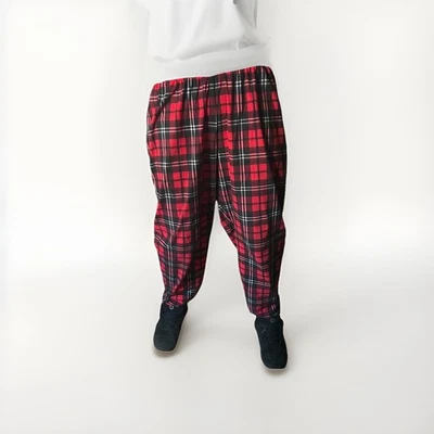 Pantalone tartan filo unisex rosso e nero plaid gingham punk gotico taglia 12 - Immagine 1 di 4