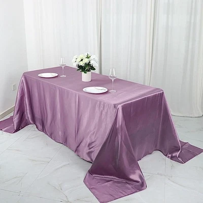 Violet Amethyst 90x132" RECTANGLE Satin TABLECLOTH Wedding Party Home Banquet - Image 1 of 4