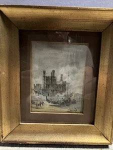Original Early 20th C Watercolor Painting CAERNARFON CASTLE Mystery Artist 7" 6 - Bild 1 von 13