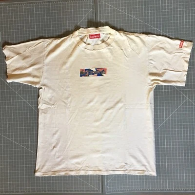 T-shirt Supreme rossa bianca mimetica scatola marmo logo bianca taglia L 1997 made in USA - Immagine 1 di 4