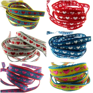 Heart Ribbon by Berisfords 10mm Wide Woven Braided Ribbon - 3 Meter Length - Picture 1 of 27