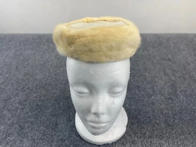1950's Vintage Pillbox Hat White Rabbit Fur Round Cap I.MAGNIN & CO - Image 1 of 4