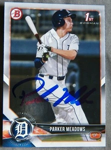 Detroit Tigers Parker Meadows Signed 2018 Bowman Draft 1st Card Auto - Imagen 1 de 1