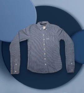 ABERCROMBIE Youth Boys XS Button Long Sleeve PREPPY Dress Shirt Blue Gingham - Picture 1 of 10