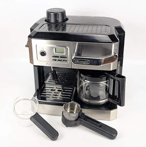 Cafetera de goteo combinada Delonghi y máquina de café espresso de acero inoxidable negra - Imagen 1 de 18