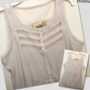 Princess Vera Wang Women Juniors Medium Sleeveless Mixed Media Cutout Top Blouse - Picture 1 of 12