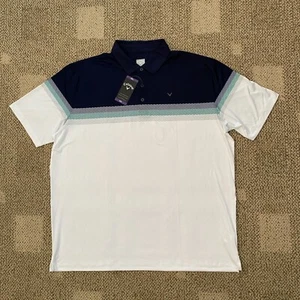 Callaway Golf Polo Shirt Short Sleeve Peacoat Stripe Opti-Dri Men's Size 2XL - Picture 1 of 2