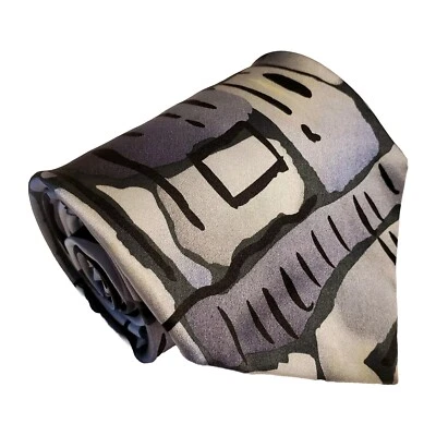 J. Garcia Necktie Gray Abstract Pattern Silk Neck Tie 58x4 " Tennis Shoe Escape Foto 1 de 4