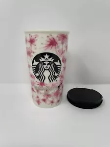 Bicchiere ceramica Starbucks Washington DC fiori di ciliegio 12 fl oz coperchio plastica 2016 - Foto 1 di 5