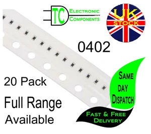 SMD Resistors 0402 1% Full Range Available 0 ohm to 10M ohm  20 pack - Picture 1 of 14