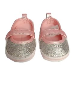 Infant Girls Pink & Silver Glitter Pre-Walk Crib Shoes 