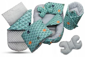 Baby Double-sided soft Nest Baby Fox in Forest Turkus/ Grey - Picture 1 of 5