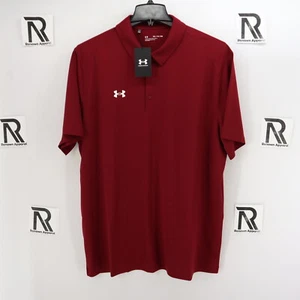 NWT Men Under Armour UA Performance Golf Polo Shirt Dark Red Loose Fit Maroon - Picture 1 of 8