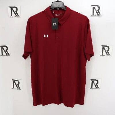 NWT Men Under Armour UA Performance Golf Polo Shirt Dark Red Loose Fit Maroon - Image 1 of 4