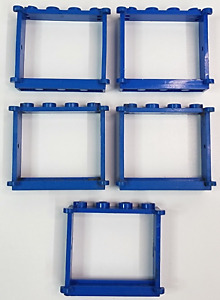LEGO - Lot of 5 - Blue Window 1 x 4 x 3 Window w/ Shutter Tabs 3853