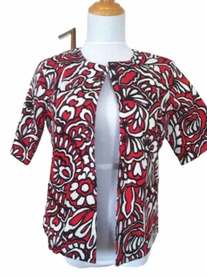 WD NY Chaqueta de Carrera Estampada Roja Formal Navidad Fiesta Blazer WDNY 6 Foto 1 de 4