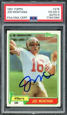 Joe Montana 1981 assinado Topps RC 49ers PSA 4 grau automático perfeito estado 9 PSA/DNA 77941064 - Imagem 1 de 2