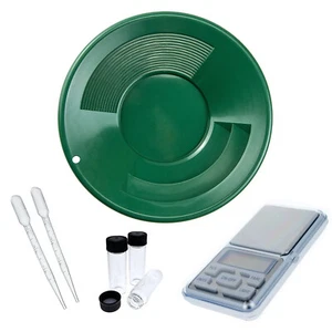 ASR Outdoor Gold Rush Gold Prospecting Pan Kit with Glass Vials Pocket Scale 7pc - Picture 1 of 8