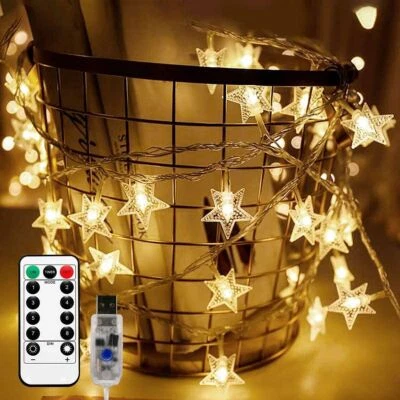 LED Star Fairy String Lights Battery Garden Wedding Party Bed room 13key remote - Image 1 of 4