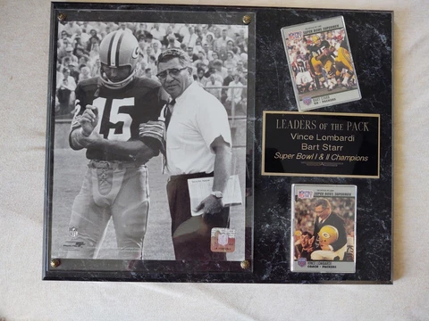 Vince Lombardi Bart Starr Packers Plaque Photo Cards Collectible 15" x 12" Cover