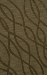 Green Transitional Hand Hooked Swirls Lines Stripes Area Rug Abstract DV10 - Picture 1 of 35