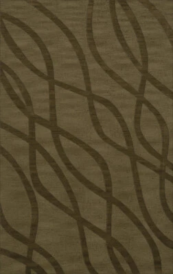 Green Transitional Hand Hooked Swirls Lines Stripes Area Rug Abstract DV10 - Image 1 of 2
