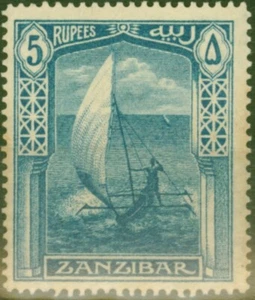 Zanzibar 1921 5R Prussian Blue SG294 Fine MM - Picture 1 of 1