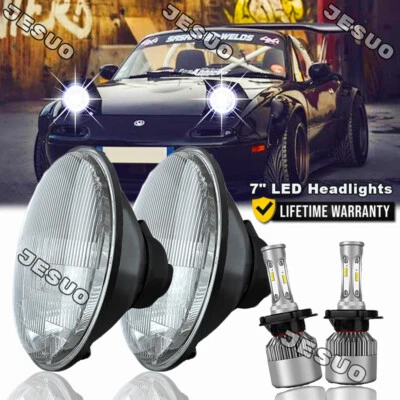 Faros LED redondos negros de 7" alto/bajo halo DRL giro 2 piezas para Mazda RX-7 1979-1985 Foto 1 de 4
