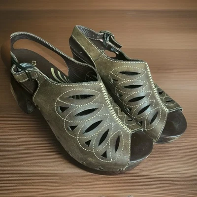 Sandalia Dansko Rowena de cuero de tacón alto con tira trasera para mujer talla 39 Foto 1 de 4