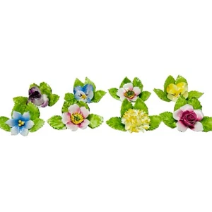 Royal Adderley Floral Place Card Holders Set of 8 Bone China Vintage England - Picture 1 of 9
