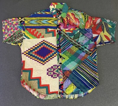 Camisa Hawaiana Jams World Para Hombres L Retazos Azteca Floral Ikat Arte Abstracto Foto 1 de 4