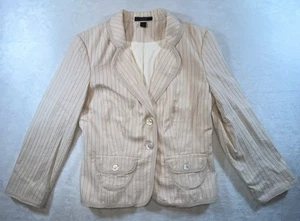 Express Blazer Womens 8 Blush Pink Striped Textured Mother Of Pearl Buttons - Picture 1 of 24