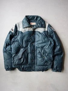 Chaqueta acolchada vintage años 70 Swan Bran dos tonos talla M mangas extraíbles - Imagen 1 de 7