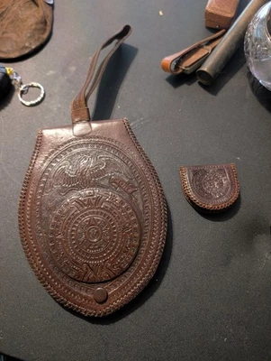 Monedero de muñeca vintage de México/monedero pequeño/cuero trabajado a mano Foto 1 de 4