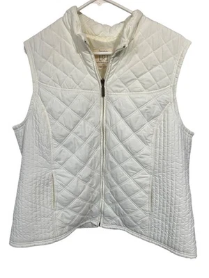 White Quilted Zip-Up Puffer Vest Womens 2X Relativity Everyday Comfort Style Nyl - Image 1 of 4