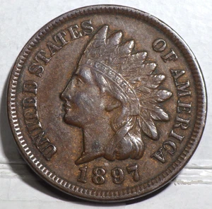 1897 Indian Head Cent  AU - Picture 1 of 2