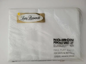 Vtg Lady Pepperell No- Iron Percale White Full Flat Sheet 81 x 104 NEW Old Stock - Picture 1 of 3