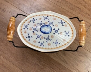 Temptations by Tara Old World Providence blaue Blume Auflaufform Deckel & Ständer - Bild 1 von 10