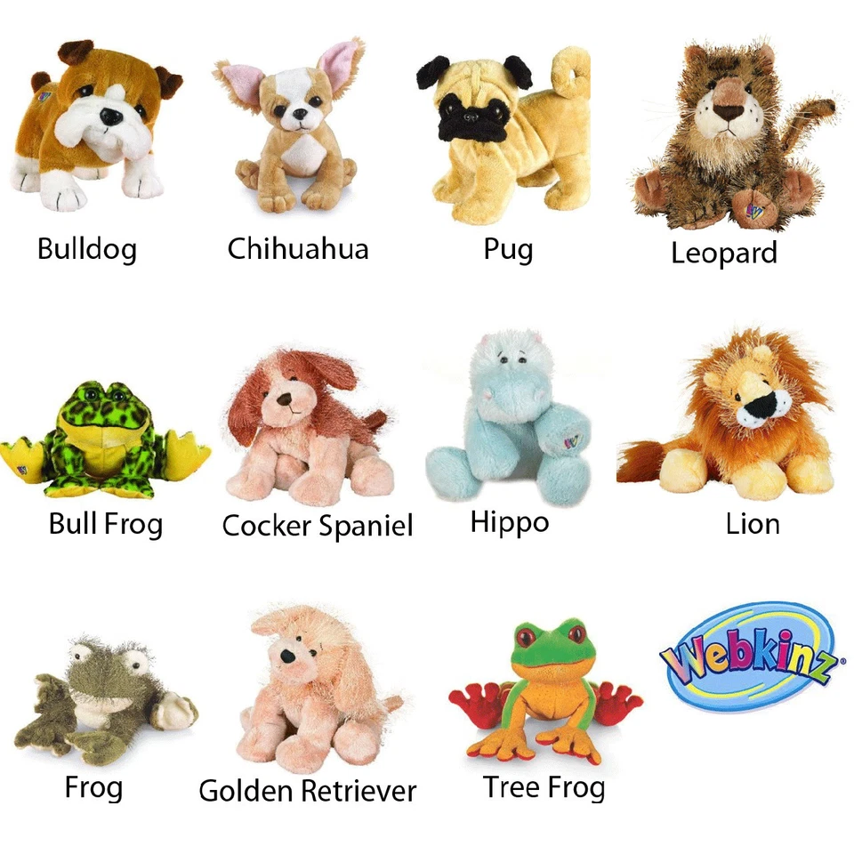 Webkinz Plush Lot/11 Dogs Tree Frog Leopard Hippo Bull Frog  Lion Lil'Kinz  Used - Image 1 of 1