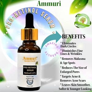 Ammuri Pro Retinol Serum 2.5% - 1 oz / 30 ml - Organic Anti-Aging Solution