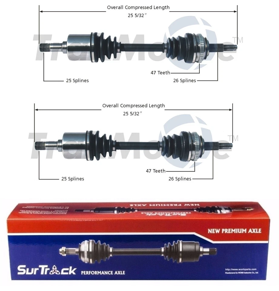 Juego de 2 ejes delanteros CV SurTrack para Chrysler Dodge Plymouth tracción delantera Foto 1 de 1