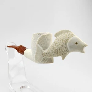 Fischblock Meerschaumpfeife, mit Etui, einzigartige Meerschaumpfeifen, Fische, Pfeife - Bild 1 von 9
