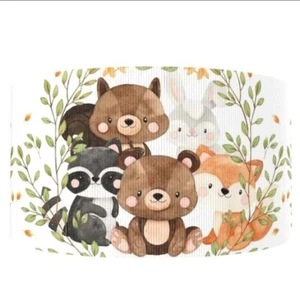 1.5" (1 yard) Bear Fox Raccoon Zoo Woodland Hair Bow Grosgrain Ribbon 1206397 - Picture 1 of 2